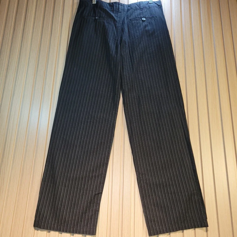 Utility Womens Pinstripe Wide Leg Pants Black Skull O-Ring Mall Goth Size 16
